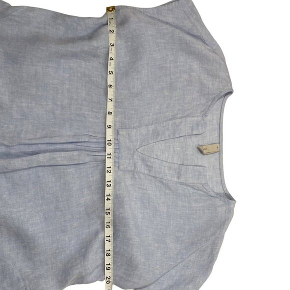 Studio 41 Light Blue Linen Tunic Top With Pockets & Pleated Front Detail Size M - Picture 8 of 9